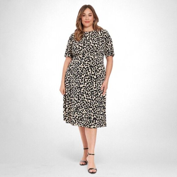 LONDON TIMES Woman Plus Size Printed Elbow-Sleeve Fit & Flare Dress, NWT! 24W - Picture 1 of 9